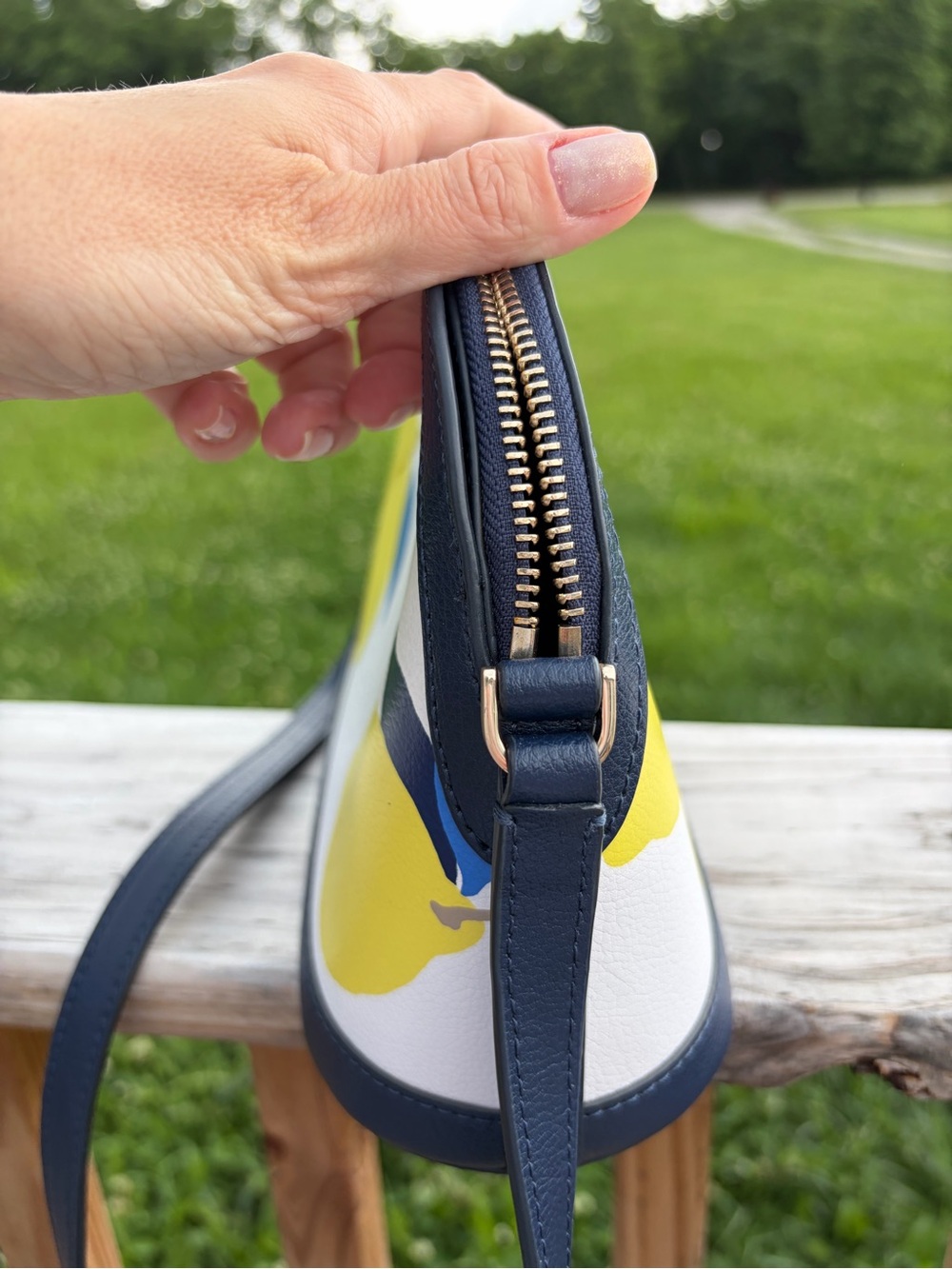 Kate Spade Sylvia Lemon Zest Half Medium Dome Crossbody Bag EUC Summer Spring - Picture 5 of 11